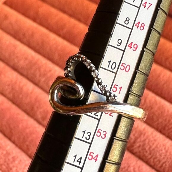 Sterling Silver Heart Ring W/ Diamond Accents Size 6 Elegant Design Stamped 925 - Picture 9 of 9
